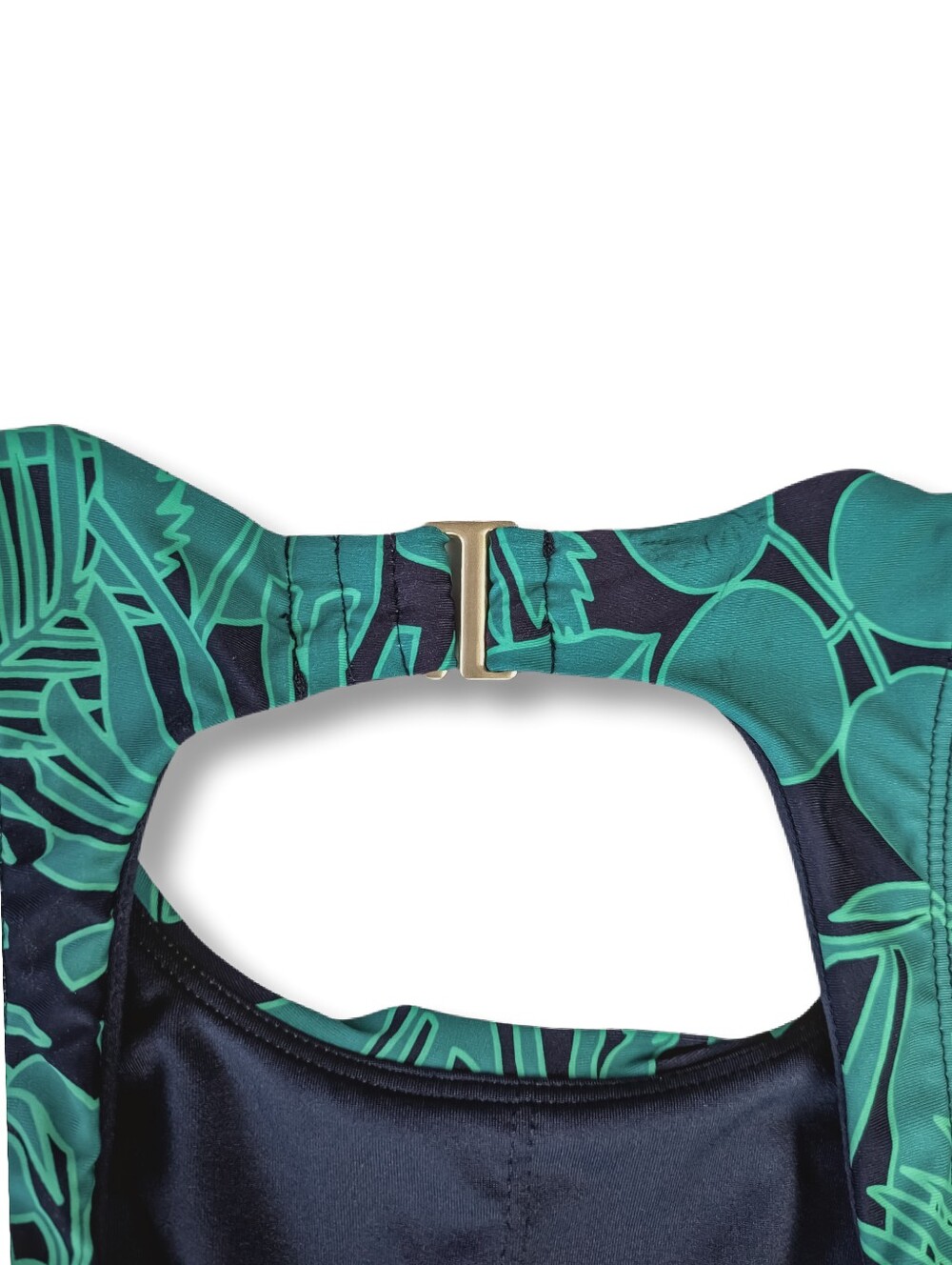 NWOT Lands' End Womens One-Piece Swimsuit Tropical Green Navy Pattern Size M - Picture 5 of 7
